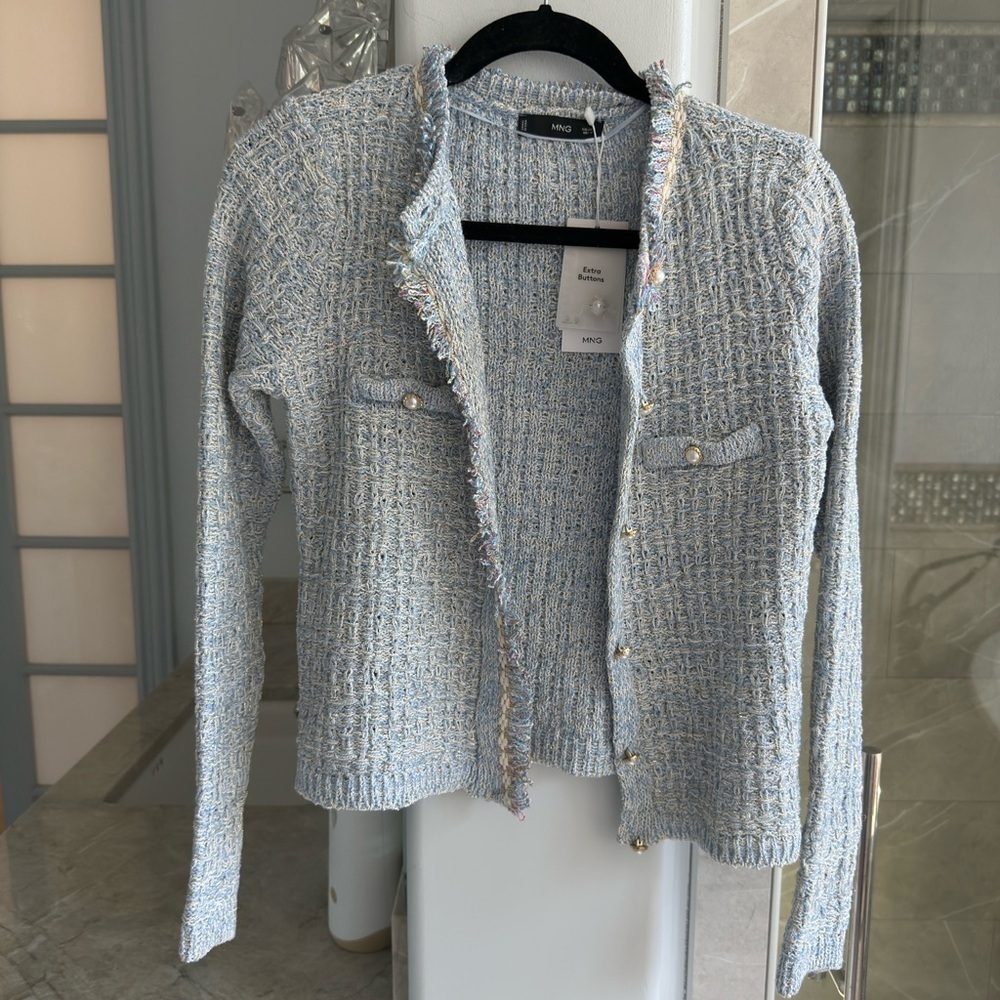 Mango Tweed cardigan with jewel button - Picture 8 of 13